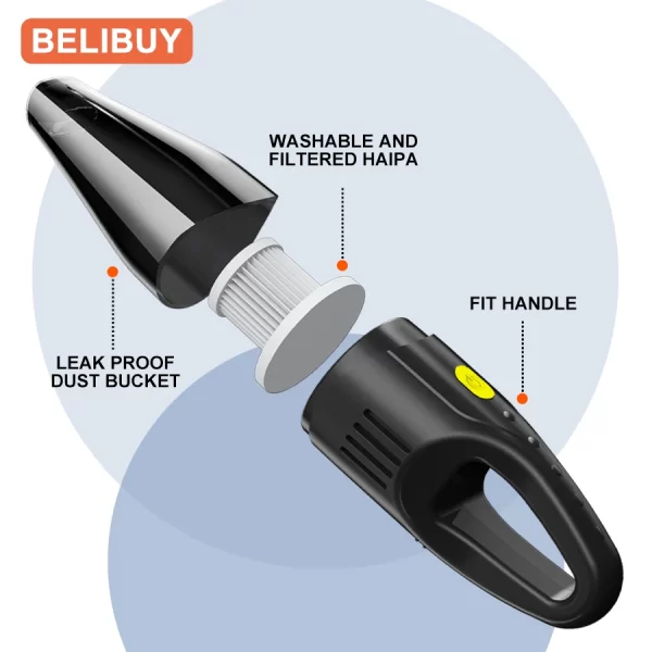 BELIBUY Aspirateur de voiture Machine de nettoyage ménager multifonctionnelle Machine de nettoyage de tapis de bureau sans fil portable haute puissance – Image 4