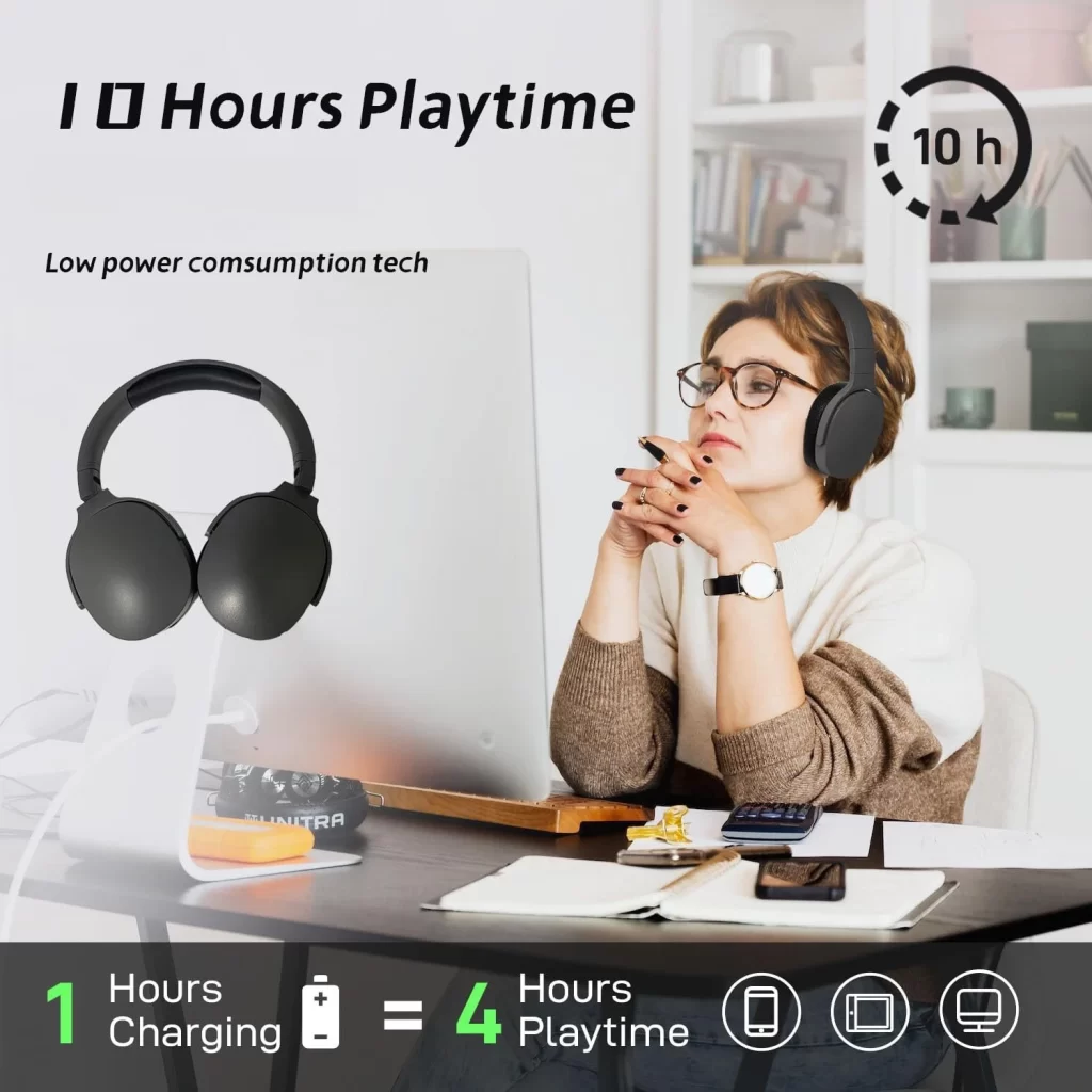 P2961 écouteurs Bluetooth sans fil au-dessus de l'oreille HIFI casques stéréo véritables sports avec écouteurs TF / AUX type C lecteur de musique avec microphone – Image 5