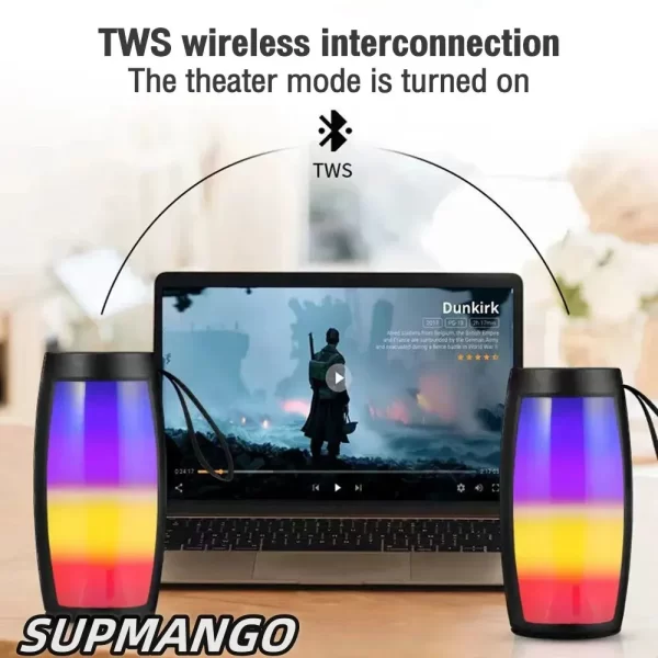 S12 haut-parleurs Bluetooth sans fil puissants boîtes à son portables sous-woofer basse audio de voiture lecteur MP3 système sonore lumières LED – Image 3