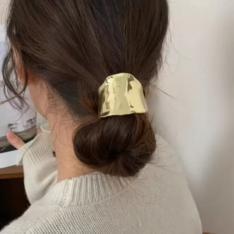 Rétro métal irrégulier corde de cheveux dorés pour femmes haute qualité élégante géométrie élastique cravate de cheveux faits à la main mode fille tête – Image 3
