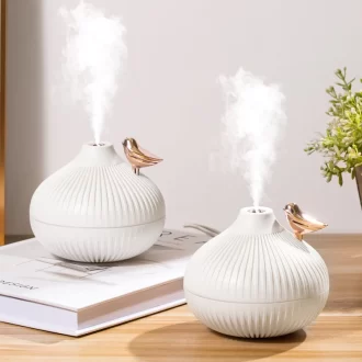 Humidificateur d'air USB 300ml, Humidificateur de style oignon petit avec lumière de nuit, Lumière d'atmosphère, Humidificateur d'air USB mini-taille pour la maison