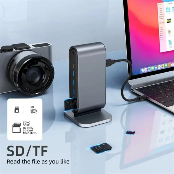 Station d'accueil USB C PD 100W USB C HUB Type C à Adaptateur HDMI compatible 4K 30Hz VGA RJ45 USB 3.0 HUB USB Splitter pour MacBook – Image 6