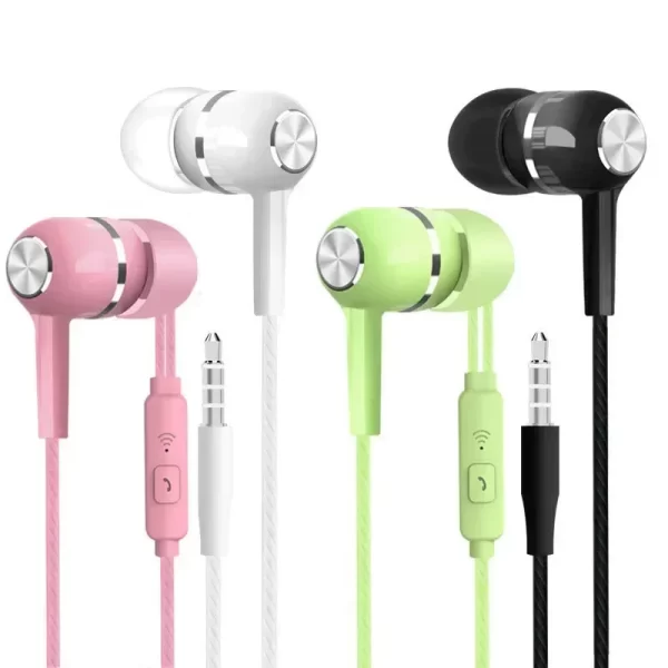 Écouteurs câblés Écouteurs de sport 3,5 mm avec basse Écouteurs téléphoniques Casque stéréo avec contrôle du volume Mic Écouteurs de musique – Image 2