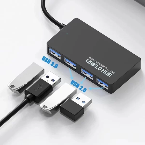 Adaptateur USB HUB 3.0 USB 3.0 HUB Extender 4 Ports Station d'accueil Transfert de date haute vitesse pour PC Accessoires d'ordinateur portable Splitter USB – Image 5