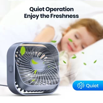 TOPK Mini ventilateur portable USB ventilateur de bureau Table de ventilateur Airflow fort & Operation silencieuse 3 vitesse Vent 360 ° Rotatable ventilateurs permanents pour la pièce Maison