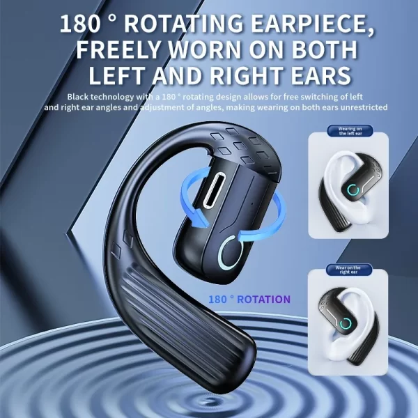 Bluetooth 5.4 écouteur sans fil ouvert 180 ° rotation réglable gauche oreille droite casque universel avec microphone pour le sport musique d'affaires – Image 3