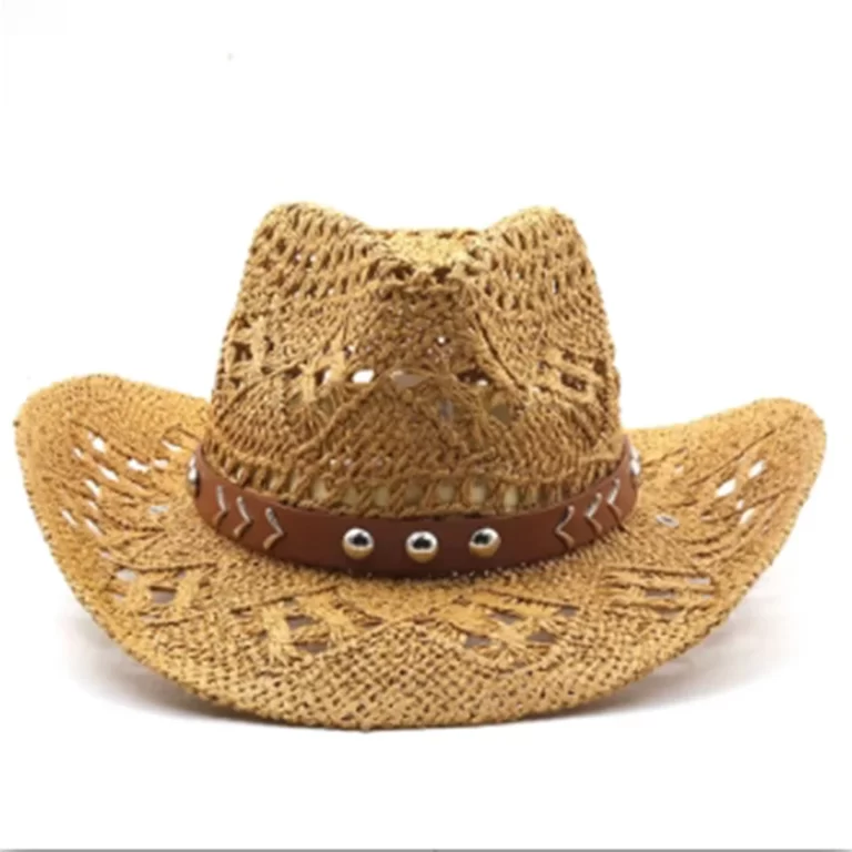 Chapeau de paille bohème d'été vintage femmes hommes chapeaux cowboy occidentaux perles en bois creux chapeau de soleil chapeau de vacances – Image 13