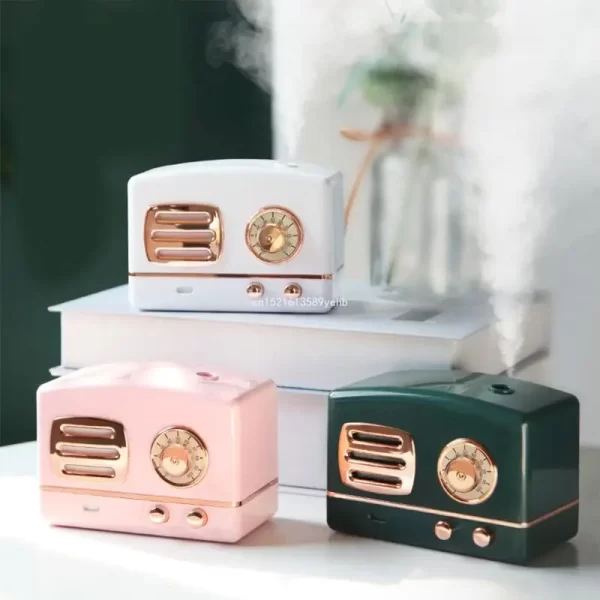 Rétro Radio Shape Large Capacité Portable Humidificateur d'air de bureau USB Mist Maker Aroma Diffuseur d'huile essentielle pour la maison – Image 2