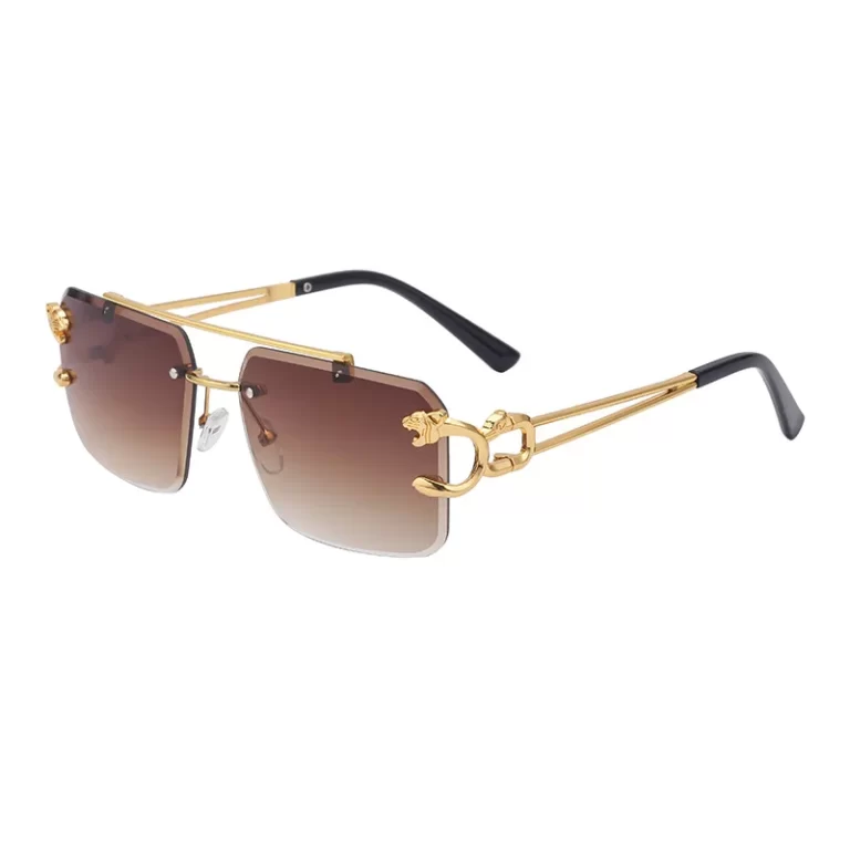 Mode métal léopard lunettes de soleil sans bord double ponts gradient film océan ombrages UV400 – Image 4