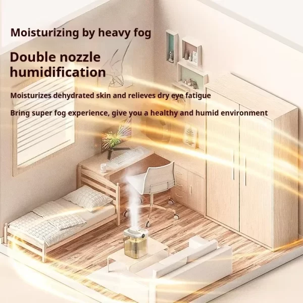 2L Portable Double - Spray USB Humidifier: Aroma Diffuser with Cooling Mist. Comes with a Delightful Small Night Light for Added – Image 6