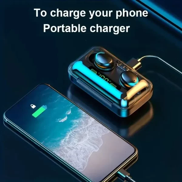 Casques Bluetooth sans fil F9 Tws écouteurs écouteurs étanches Écouteurs affichage numérique Heaset étui de charge de grande capacité – Image 4