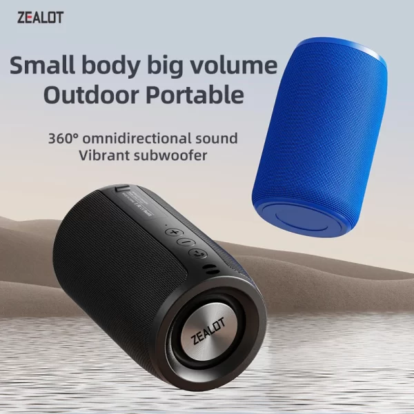 ZEALOT-S32 Mini haut-parleur Bluetooth portable HIFI haut-parleur sans fil avec support de la colonne radio fm TF, TWS, USB – Image 3
