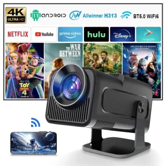 Android 11 390ANSI HY320 Projecteur 4K Native 1080P Dual Wifi6 BT5.0 Cinéma Projecteur Portable Extérieur Mise à jour HY300