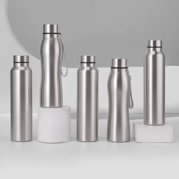Bouteille d'eau sportive en acier inoxydable de haute qualité 1000ml Couche unique Coupe d'eau robuste Bouteille métallique Boissons Camping Sports Gym – Image 2