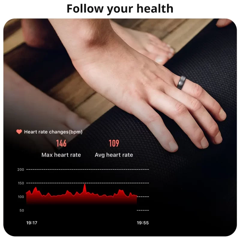 [2024] COLMI R06 Anneaux intelligents Hommes Femmes, fréquence cardiaque et moniteur d'oxygène sanguin, IP68 & 5ATM étanche à l'eau, mode multi-sport – Image 5