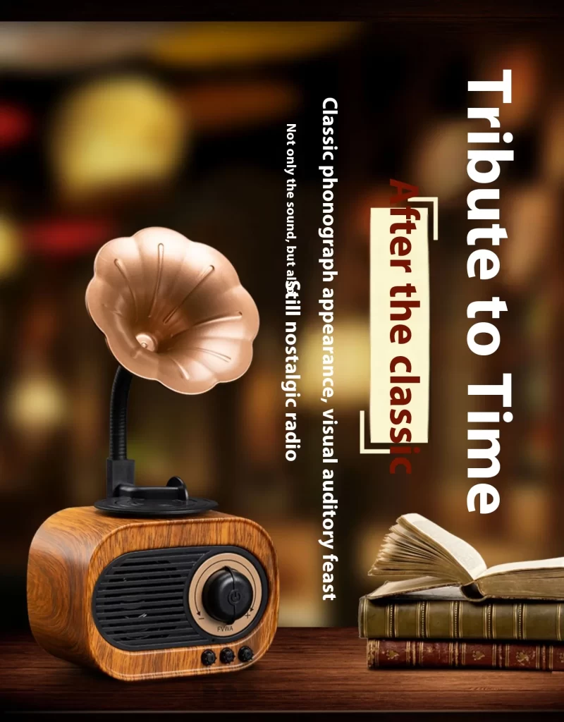 Haut-parleur Bluetooth Retro Boîte Portable en bois Mini haut-parleur sans fil Extérieur pour système son TF FM Radio Musique MP3 Subwoofer – Image 9