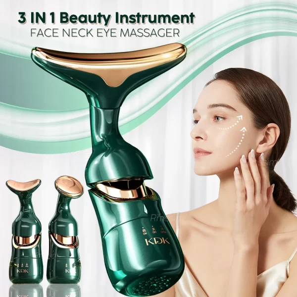 Dispositif de lifting facial 3 en 1 Massage des yeux du cou Visage plus mince EMS beauté Serrage de la peau Anti - âge Massage facial Dispositif de beauté – Image 2