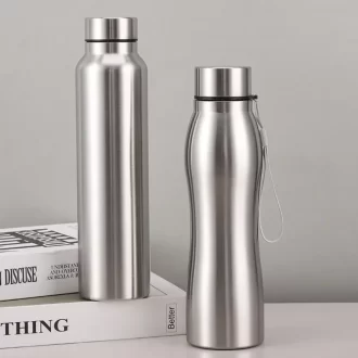 Bouteille d'eau sportive en acier inoxydable de haute qualité 1000ml Couche unique Coupe d'eau robuste Bouteille métallique Boissons Camping Sports Gym