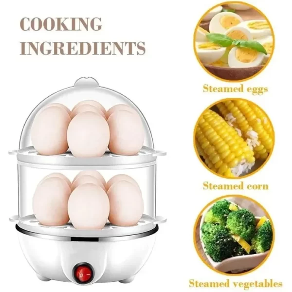Automatique électrique œuf streamer électrique multifonctionnelle chaudière électrique à œufs double couche cuiseuse à œufs mini cuisine machine à petit-déjeuner – Image 3