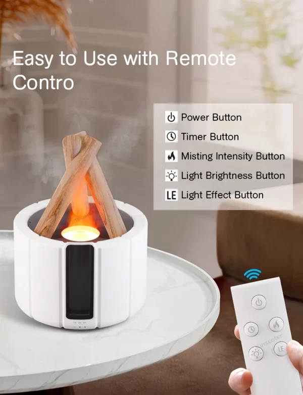 NOUVEAU Feu de camp simulé machine d'aromathérapie humidificateur d'air atomisateur ultrasonique diffuseur d'huile essentielle avec télécommande 2024 – Image 6