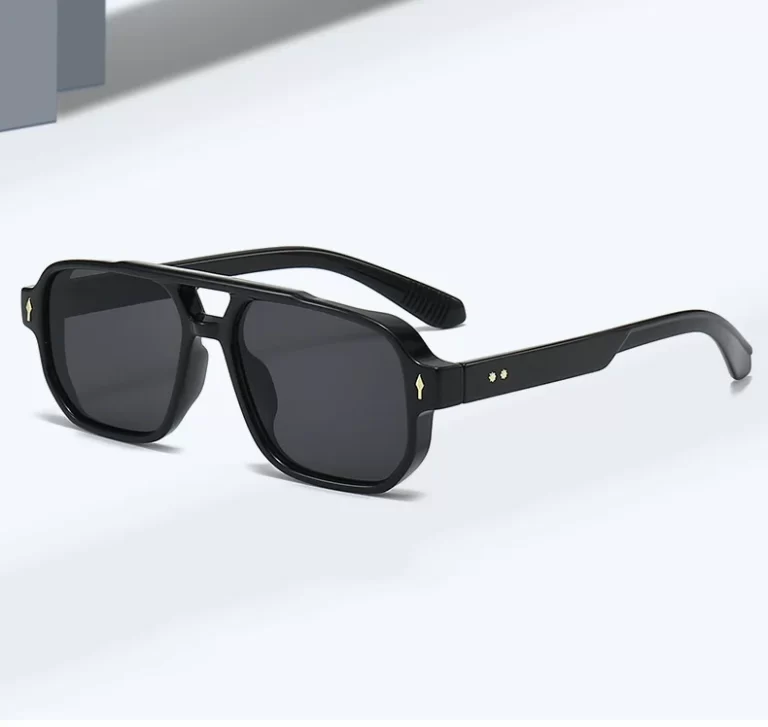 Nouveau rétro double pont carré lunettes de soleil pour femmes hommes mode design de luxe rivets lunettes de soleil tendance nuances UV400 Eyeglasse – Image 4