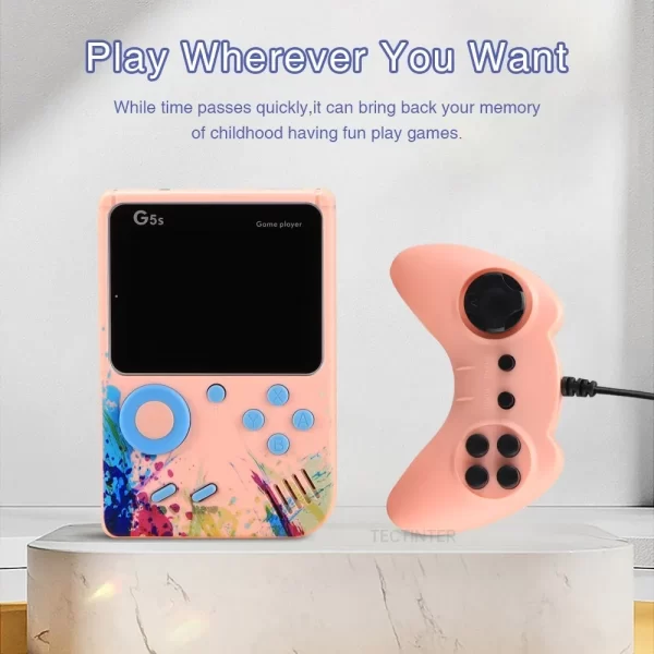 Console de jeux vidéo G5S 2.4 pouces Mini Portable Retro TV Lecteur de jeu portable intégré 500 jeux AV Sortie Support 2 joueurs – Image 3