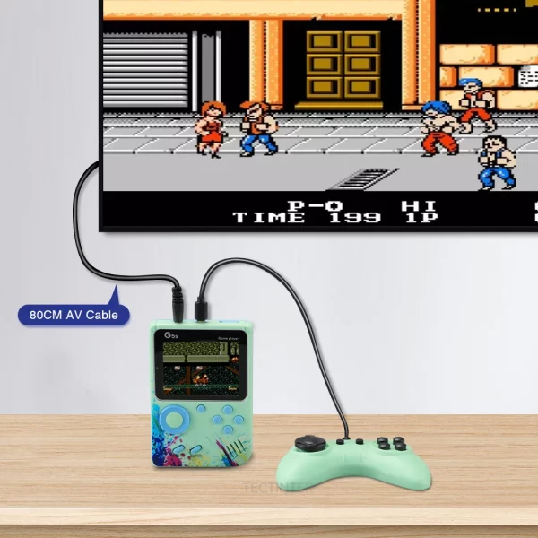 Console de jeux vidéo G5S 2.4 pouces Mini Portable Retro TV Lecteur de jeu portable intégré 500 jeux AV Sortie Support 2 joueurs – Image 4