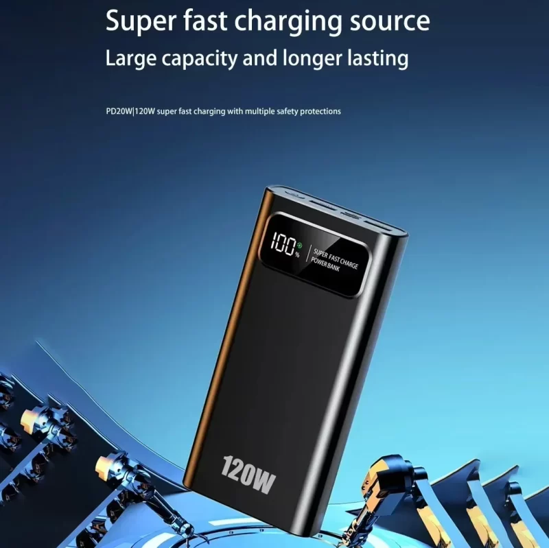 Xiaomi 120W Super Fast Charging 200000mAh Batterie Banque d'alimentation haute capacité Affichage numérique Banque d'alimentation pour iPhone Samsung Huawei – Image 6