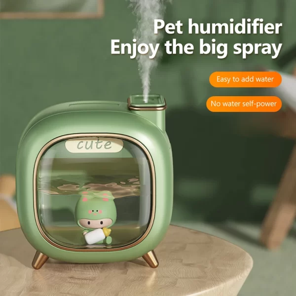 Humidificateur d'air de dessin animé ultrasonique 500ML grande capacité Aroma diffuseur d'huile essentielle poupées mignonnes USB double pulvérisation lumières colorées – Image 3