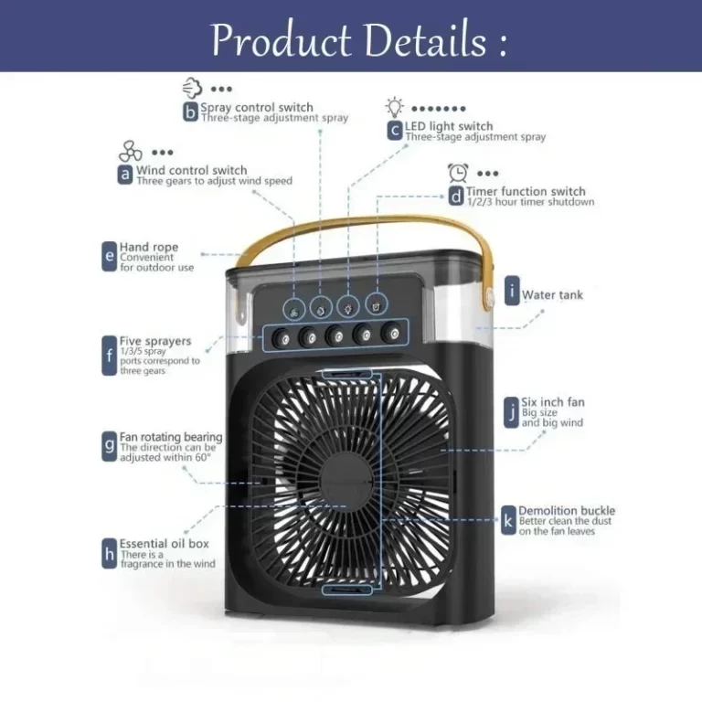 Nouveau ventilateur 3 en 1 AIr climatisateur ménager petit refroidisseur d'air LED lumière de nuit humidificateur portable ventilateur de réglage de l'air ventilateur de bureau ventilateur de maison – Image 6