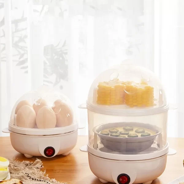 Automatique électrique œuf streamer électrique multifonctionnelle chaudière électrique à œufs double couche cuiseuse à œufs mini cuisine machine à petit-déjeuner – Image 6