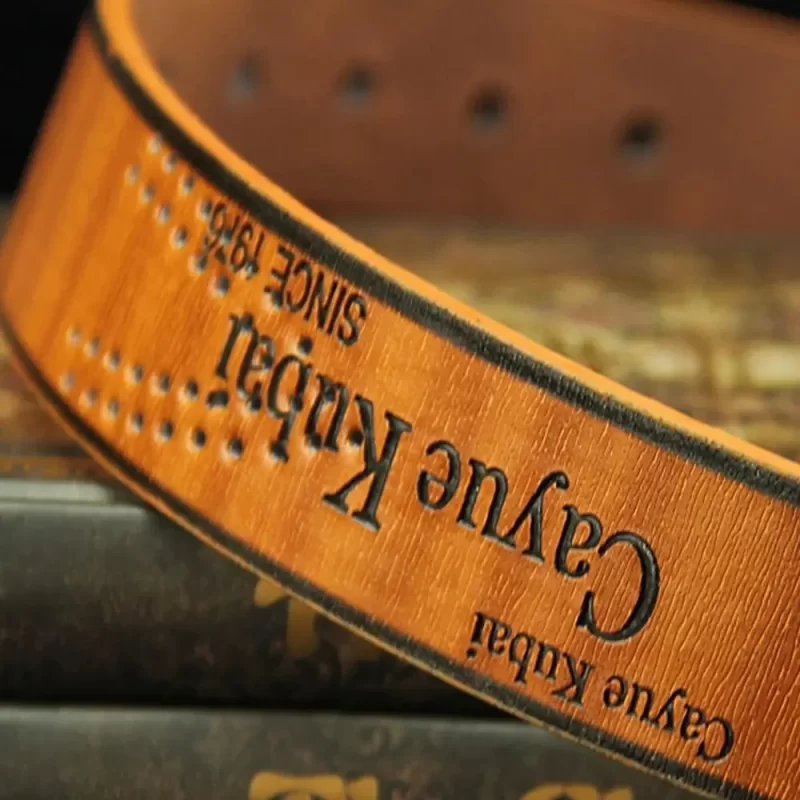 Ceinture en cuir des hommes imprimée lettre de luxe boucle classique affaires cowboy vintage ceinture en alliage – Image 5