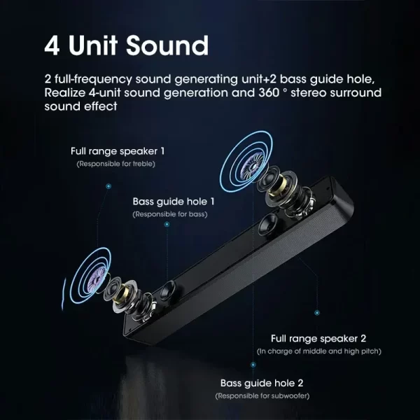 Bluetooth 4D Surround Speaker Home Theater Système sonore Ordinateur Soundbar TV Subwoofer câblé Stéréo Basse forte pour la fête à la maison – Image 7