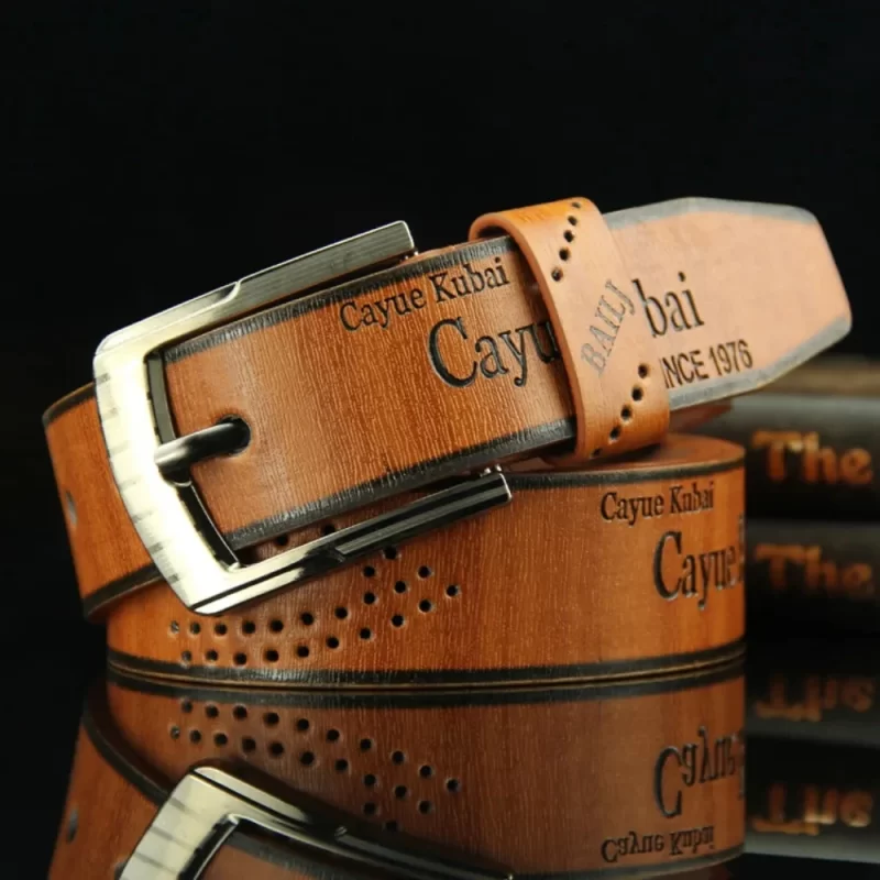 Ceinture en cuir des hommes imprimée lettre de luxe boucle classique affaires cowboy vintage ceinture en alliage