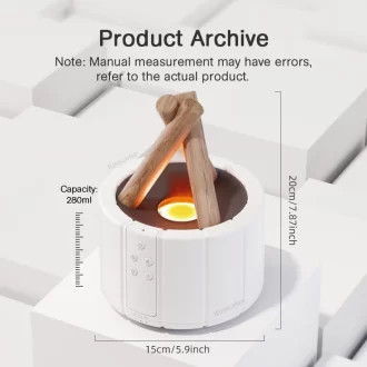 KINSCOTER Diffuseur d'arôme de flamme simulé Humidificateur d'air de feu Ultrasonic Cool Mist Maker Fogger LED Lamp Diffuseur d'huile essentielle