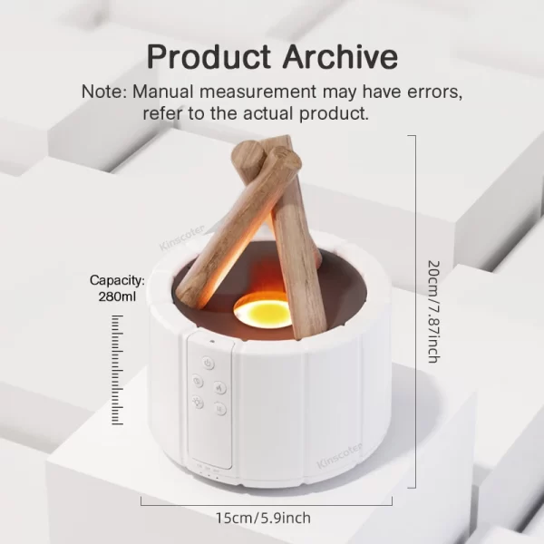KINSCOTER Diffuseur d'arôme de flamme simulé Humidificateur d'air de feu Ultrasonic Cool Mist Maker Fogger LED Lamp Diffuseur d'huile essentielle – Image 5