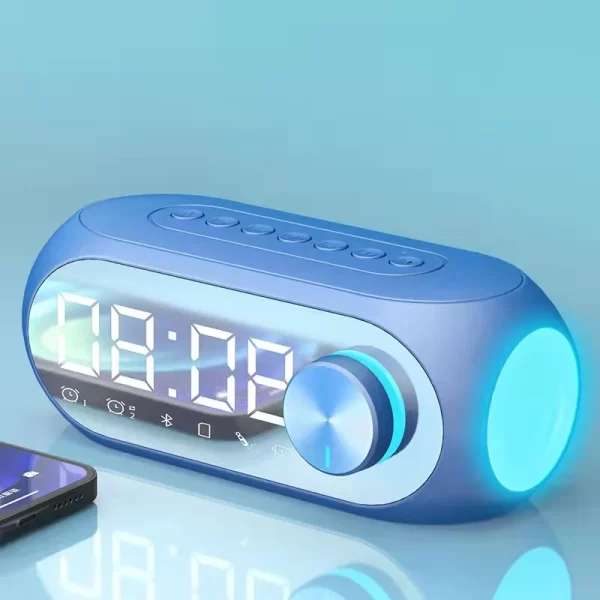 Alarme Radio FM haut-parleur Bluetooth Subwoofer portable Caixa De Som Sound Box Musique sans fil Mini Woofers Bocina Lamp Colonne – Image 4
