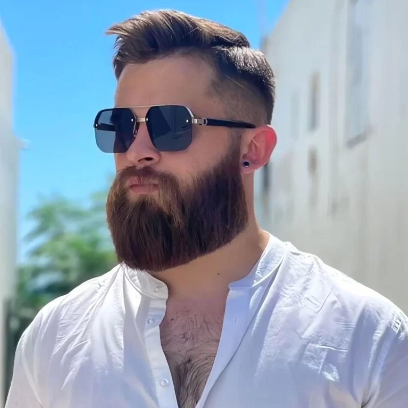 Lunettes de soleil en métal pour hommes Carré demi-cadre ongles de riz tendance occasionnelle personnalité rétro mode extérieur lunettes de sport – Image 5