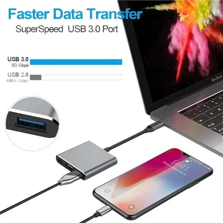USB C HUB 3in1 Type C 3.0 à Station d'accueil compatible HDMI PD Charge rapide 4K Adaptateur HDMI Splitter pour ordinateur de téléphone MacBook – Image 6