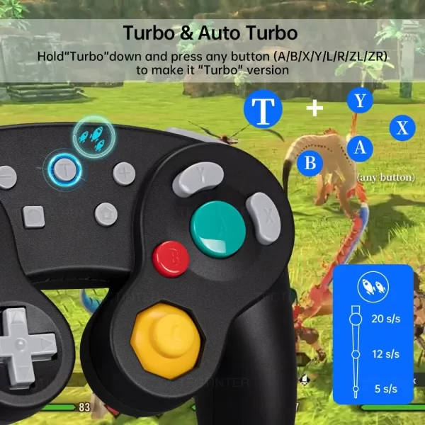 Bluetooth Gamepad Controller GC sans fil pour Switch Gamecube Compatible avec Nintendo Switch / Contrôleur Lite pour PC Joystick – Image 5