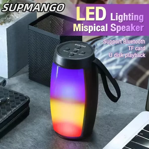 S12 haut-parleurs Bluetooth sans fil puissants boîtes à son portables sous-woofer basse audio de voiture lecteur MP3 système sonore lumières LED – Image 4