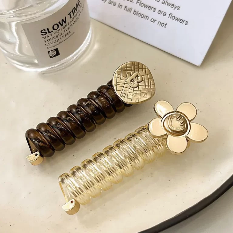 Femmes accessoires de cheveux mode ligne téléphonique boucle de cheveux couleur or cheval tête corde mignonne bandes élastiques fleurs filles coiffure – Image 5