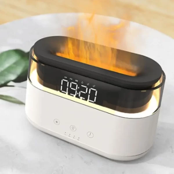 Diffuseur d'arôme de flamme simulé Humidificateur de diffuseur de lumière ambiante Home Desktop Alarm Humidificateur de flamme et diffuseur d'arôme – Image 4