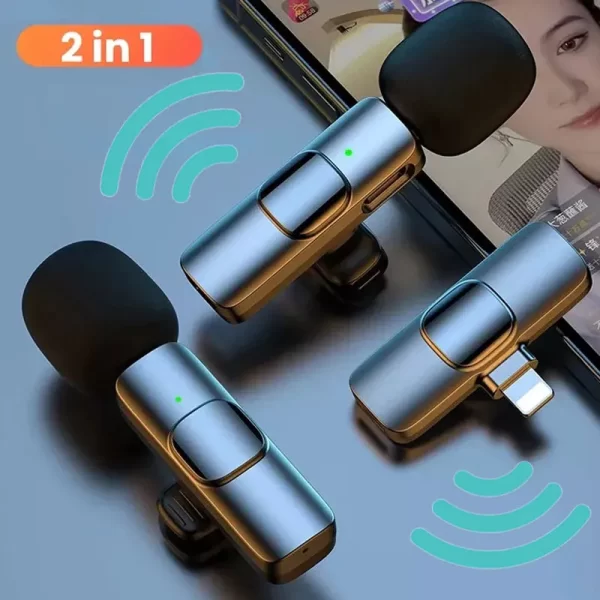 Microphone sans fil Lavalier Enregistrement audio et vidéo Mini Microphone pour iPhone Téléphone Android Diffusion en direct Mic Portable – Image 2