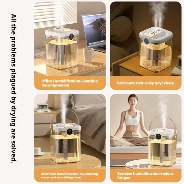 2L Portable Double - Spray USB Humidifier: Aroma Diffuser with Cooling Mist. Comes with a Delightful Small Night Light for Added – Image 5