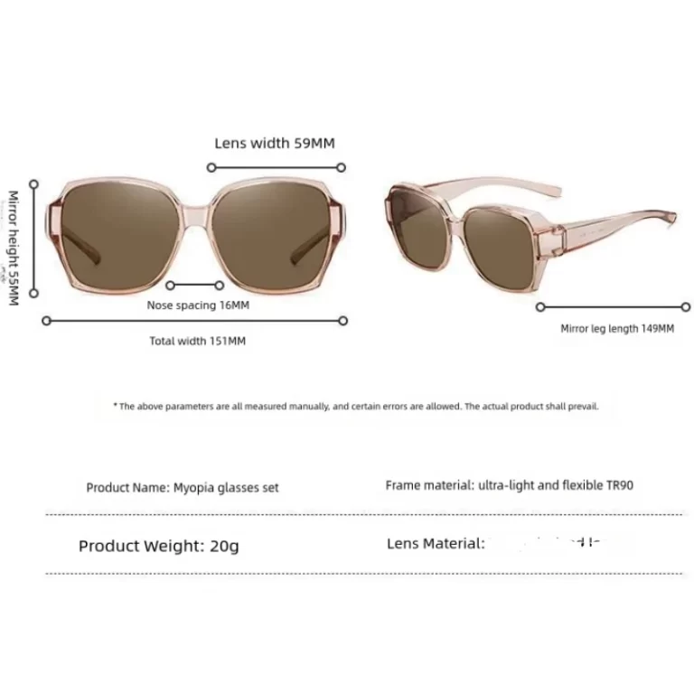 Hommes Femmes Vintage Anti-UV Lunettes de soleil Unisex Wear Over Myopia Prescription Lunettes de voyage en plein air Fit Over Lunettes de soleil pour le sport – Image 8
