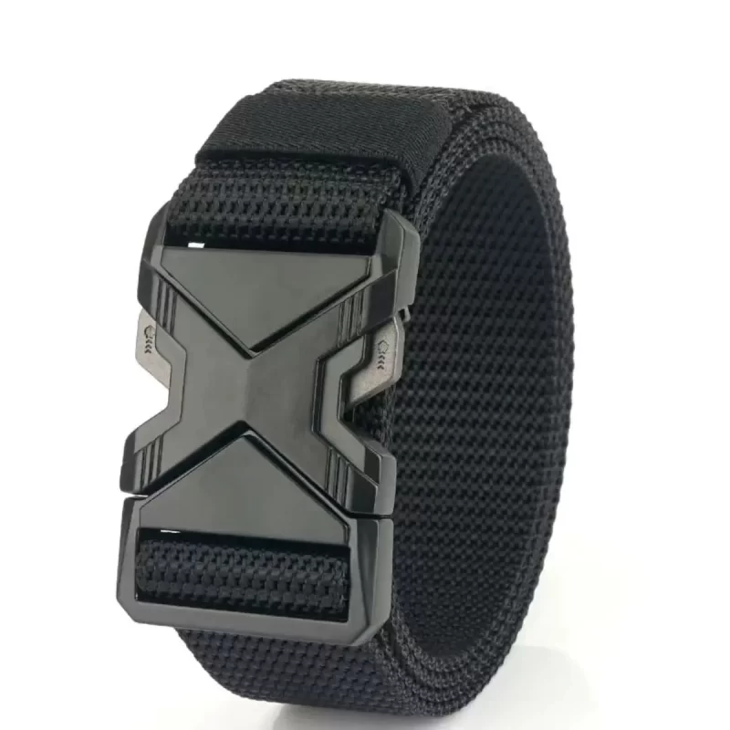 Oreilles rouges boucle en plastique ceinture tactique homme ceinture de toile militaire multifonctionnelle ceinture de formation en faux nylon extérieur ceinture de taille – Image 4