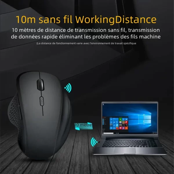 Souris sans fil Souris d'ordinateur ergonomique PC Souris optique avec récepteur USB 6 boutons 2.4Ghz Souris sans fil 1600 DPI pour ordinateur portable – Image 5