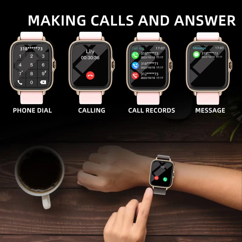 1.83 ''' Waterproof Smart Watch avec Message Answer Call Surveillance du sommeil Sportif Pedomètre Informations Alertes Pour iPhone Android – Image 5
