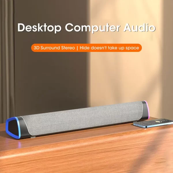 Barre de haut-parleur d'ordinateur 4D Sous-woofer stéréo Bluetooth haut-parleur pour Macbook ordinateur portable PC lecteur de musique haut-parleur câblé – Image 2
